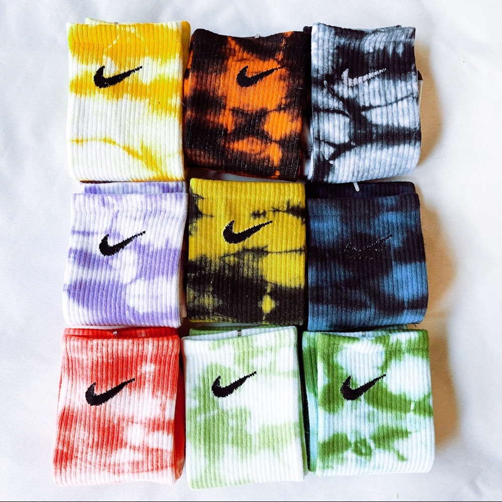 Tie Dye Nike Socks Custom Unisex Crew Cotton Socks